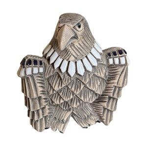 Artesania Rinconada Etched Eagle Figurine - vintage pottery bird